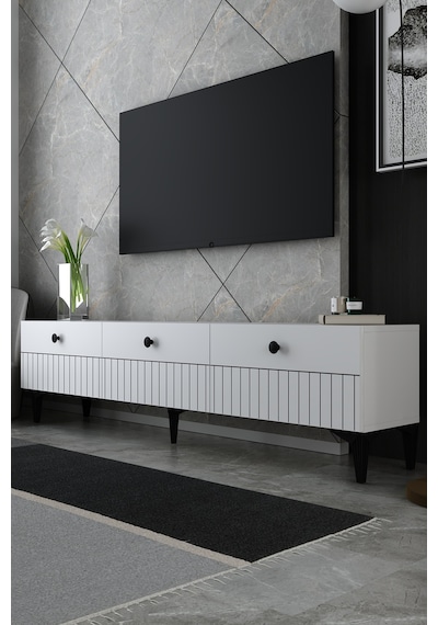 180dhdts7b İlay Lazer Desen Kapak Tv Sehpası Beyaz