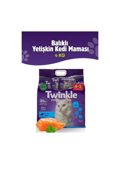 Twinkle Yetişkin Kediler İçin Balıklı Tam Ve Dengeli Kedi Maması 4 Kg