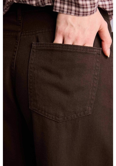 Defacto %100 Pamuk Wıde Leg Normal Bel Gabardin Pantolon E4381AX25SP Kahve