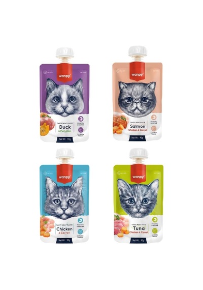 Wanpy 4 Çeşit Kedi Et Ezmesi 90gr X 4 Adet