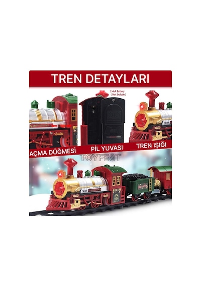 Renkli Christmas Yılbaşı Ağaç Dekoru İçin Işıklı Ve Sesli Classic Lüks Tren Seti