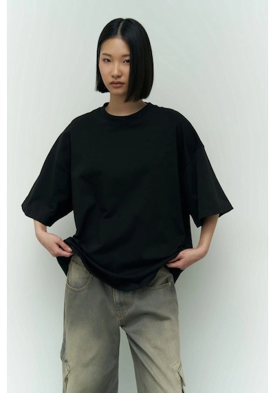 I Like Mama Beyaz Oversize Siyah