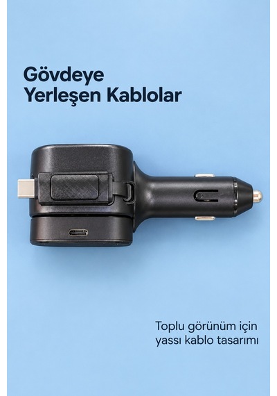 Uzayabilen Yassı Kablolu Çakmaklık Şarj Cihazı Type C Ve Lightning