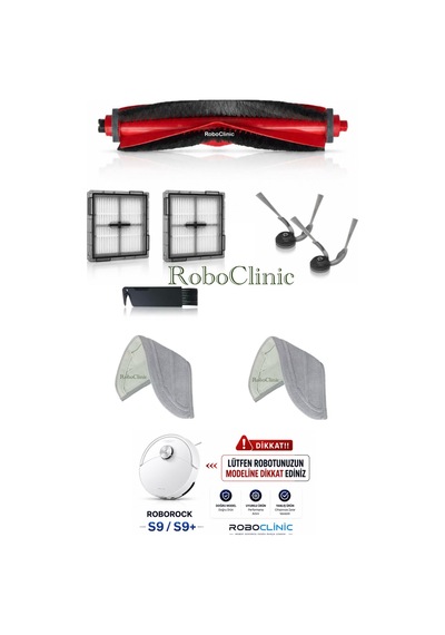 Roborock S9 / S9+ Plus Robot Süpürge Uyumlu Yedek Fırça, Hepa Filtre, Mop Paspas 8 Parça