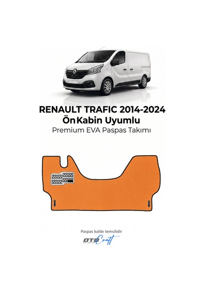 Otocraft Renault Trafic 2014-2024 Uyumlu Turuncu 3d Havuzlu Eva Ön Kabin Paspası Tek Parça Araca Özel