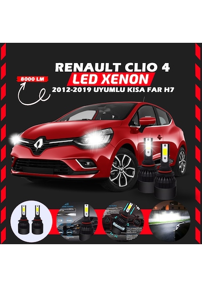 Renault Clio 4 2012-2019 Kısa Far Uyumlu Şimşek Etkili Led Xenon Light Series H7