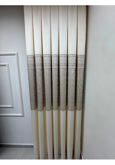 Nivemeshome Avşa Desen:632349 2004 Krem 1/3 Sık Pile Fon Perde Apm Krem
