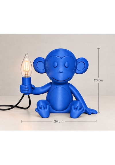 3dlab Moko 3d Baskı Maymun Figürlü Masa Lambası Mavi