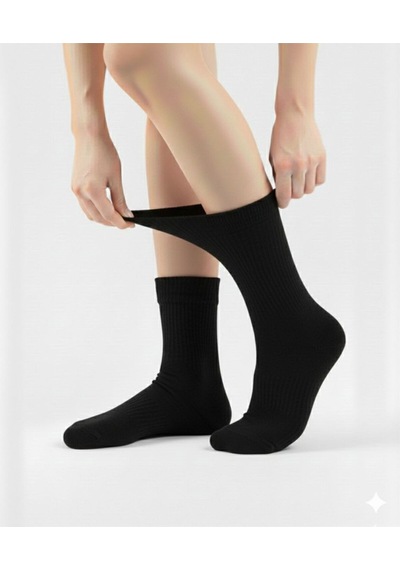 Ozzy Socks Kadın 4 Çift Bambu Lastiksiz Sıkmayan Diabetik Bilek Çorap Siyah