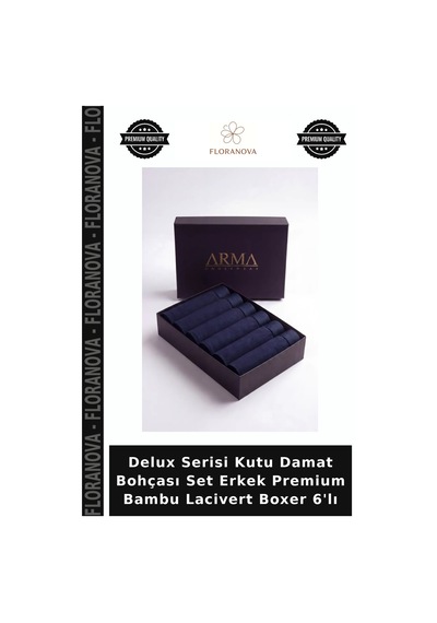 Floranova Delux Serisi Kutu Damat Bohçası Set Erkek Premium Bambu Lacivert Boxer 6'lı Lacivert-6