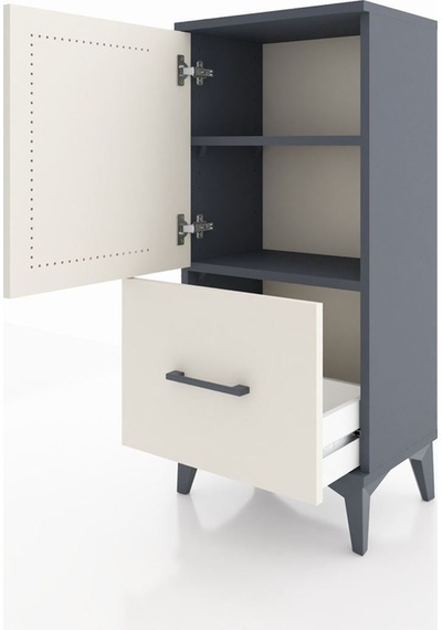 Arges Komodin 2 Raflı Tek Çekmeceli Tek Kapaklı 44x30x96 Antrasit-aytaşı Antrasit