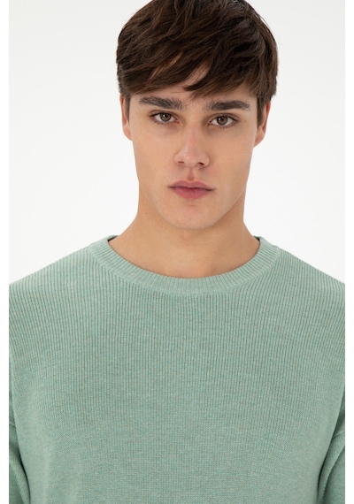 U.S. Polo Assn.  Erkek Regular Fit Bisiklet Yaka Yeşil Melanj Basic Kazak 50298267-VR115