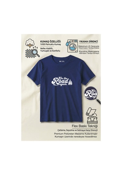 North Whiskers On The Road Again Baskılı %100 Pamuklu Lacivert Outdoor Tişört Lacivert - 875696299 Lacivert - 875696299 Lacivert