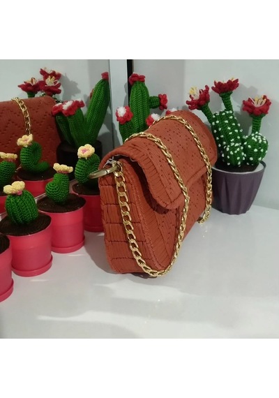 Amigurumi Kanvas Çanta Kiremit Renk Açık Kiremit