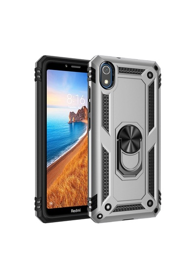 Xiaomi Redmi 7a Kılıf Sofya Yüzüklü Silikon Kapak - Gümüş -