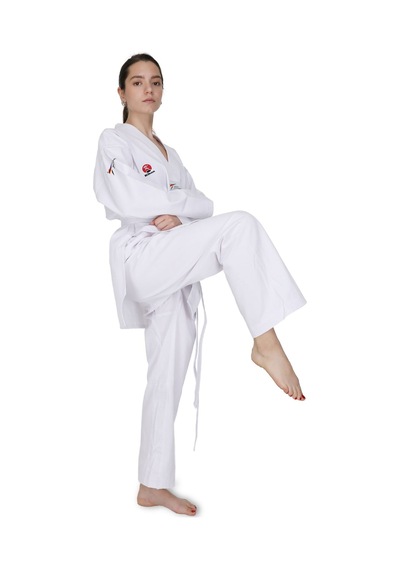 Beyaz Yaka Fitill Taekwondo Elbisesi 001