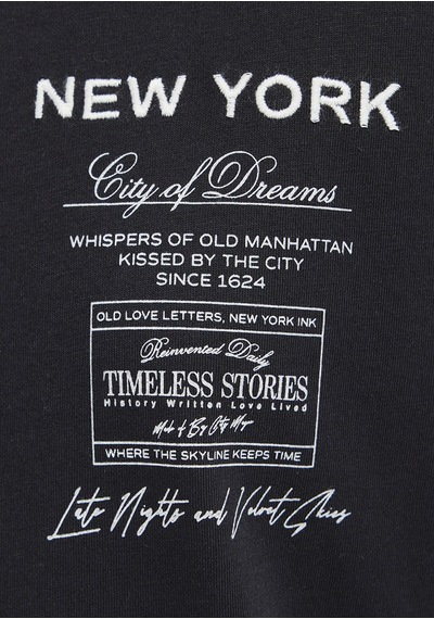 Mavi - New York Nakışlı Siyah Tişört 1614260-900