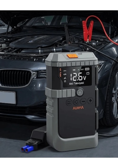 Lb Taşınabilir Araç Çalıştırma Jump Starter Hava Pompası Dijital Basınç Göstergeli Güç Bankası