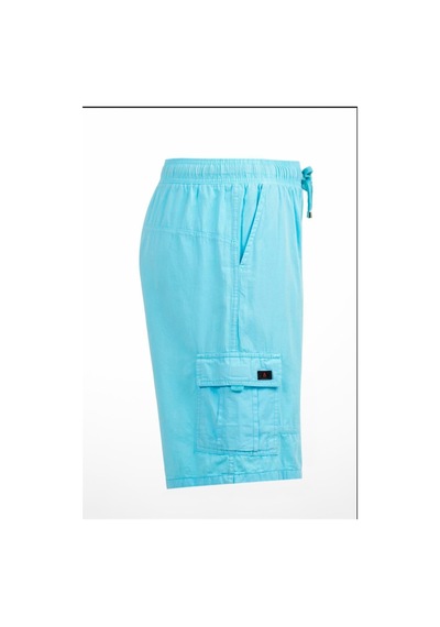 Miami Beach Mint Kargo Cepli Beli Lastikli Unisex Keten Şort %100 Pamuk 001