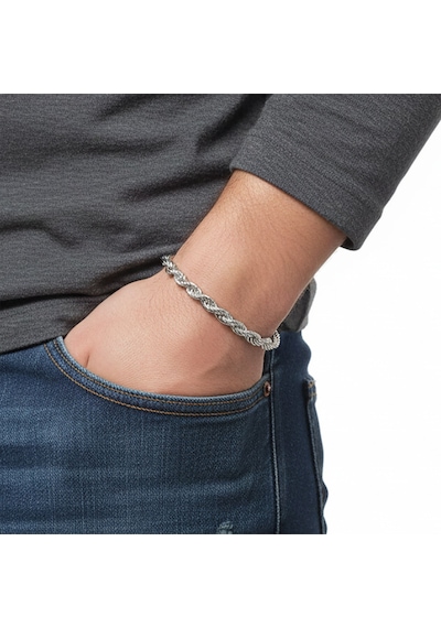 Premium Rope Halat Çelik Zincir Bileklik 6mm 3183czb2d8 - 20 Cm - Siyah Renk Siyah