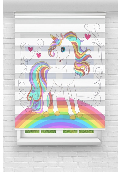Perdecizade Enxboy Renkli Pony Dijital Baskılı Zebra Perde-cocuk Odası-stor Perde Renkli