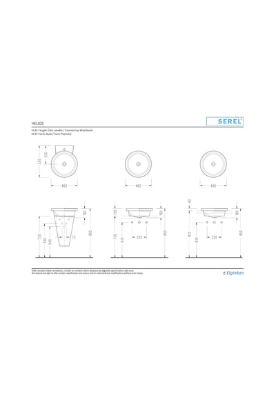 Serel - Helios Lavabo 46x46 Cm  - Hl35tts110h- Diğer