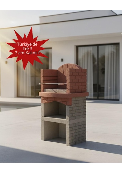Mangal Barbekü 70 Lik Piknik Model Gri - Kırmızı