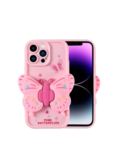Apple Uyumlu iPhone 14 Pro Max Kılıf Kamera Korumalı Figür Tasarımlı Zore Kapya Kapak Pembe Açık