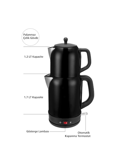 Awox Fresco 2'si 1 Arada Paslanmaz Çelik 1.7 L Çay Makinesi Su Isıtıcı