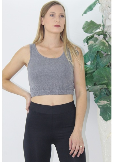Beli Lastikli Crop Büstiyer Gri - Lks2907.022-9063415980481