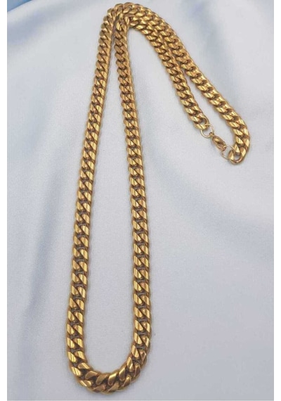 Vog Unisex Vip Çelik Altın Görünümlü 7 Mm Gürmet Model Zincir Kolye Vog Unisex Vip Çelik Altın Görünümlü 7 Mm Gürmet Model Zincir Kolye