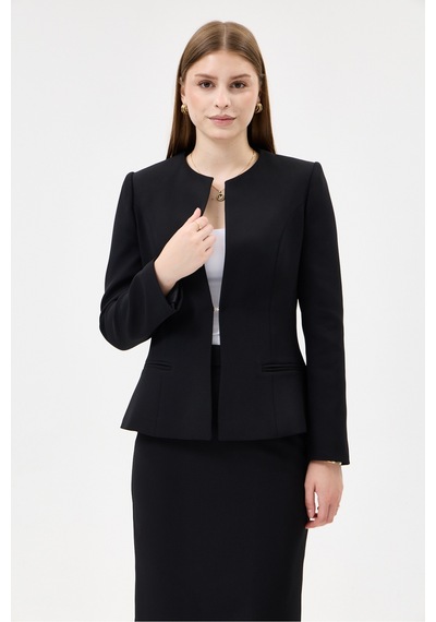 Velnara Moda Siyah Klasik Kadın Takım Elbise-sıfır Yaka Ceket & Kısa Kalem Etek Siyah - 927030108 Siyah Velnara Moda Siyah Klasik Kadın Takım Elbise-sıfır Yaka Ceket & Kısa Kalem Etek Siyah - 927030108 Siyah
