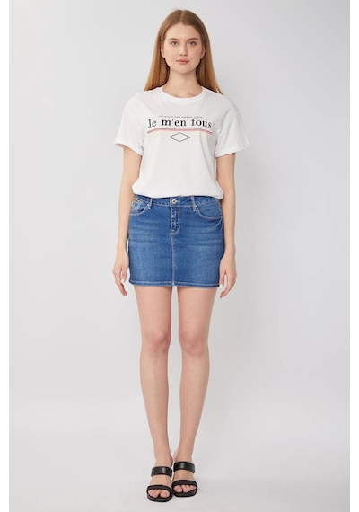 Blue White Kadın Jean Kısa Etek Açık Mavi 2xl