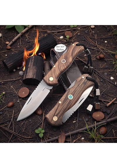 N690 Böhler Çelik Outdoor Kilitli Kamp Çakı Dayanıklı Ve Ergonomik Tasarım Koyu Kahverengi