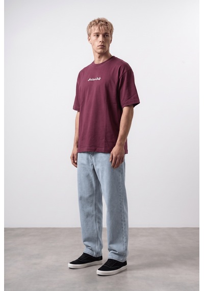 Respire Erkek Hidden Self Baskılı Oversize T-shirt Bordo