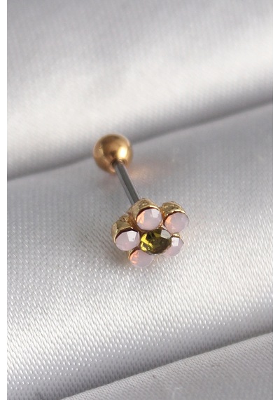 316l Çelik Gold Renk Zirkon Taşlı Çiçek Tragus Piercing 5886 Çok Renkli