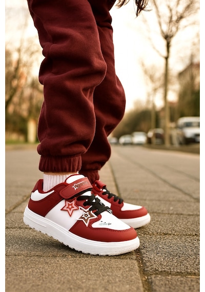 Kız Çocuk Yıldız Detaylı Sneaker Ayakkabı Bordo