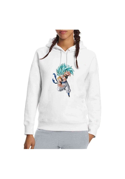 Anime Dragon Ball Z Son Goku Baskılı Beyaz Kadın Kapşonlu Sweats