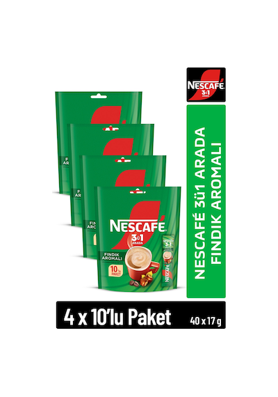 Nescafe 3ü1 Arada Fındık Aromalı Çözünebilir Kahve 17g 10'lu Paket 10x4 Diğer