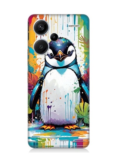 Xiaomi Redmi Note 13 Pro Plus Uyumlu Sevimli Penguen Desenli Silikon Kılıf
