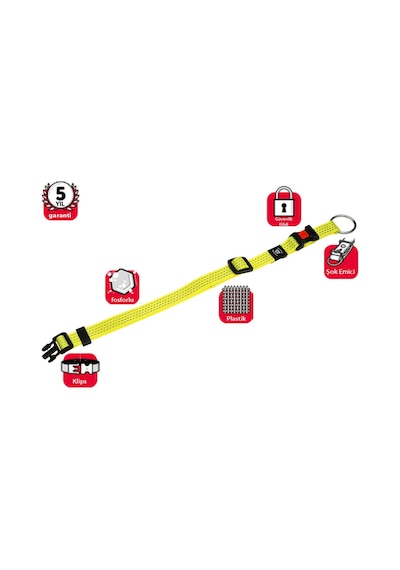 Karlıe Kilitli Boyun Tasma M 40-55 Cm Sarı Çok Renkli