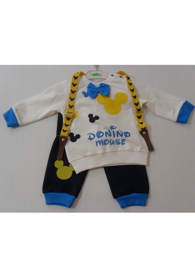 Mevsimlik Donino Baby Askılı Erkek Bebek 3Lü Takım %100 Pamuk