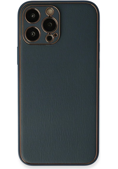 Cosmotex Newface Apple iPhone Uyumlu  13 Pro Kılıf Coco Deri Silikon Kapak - Mavi