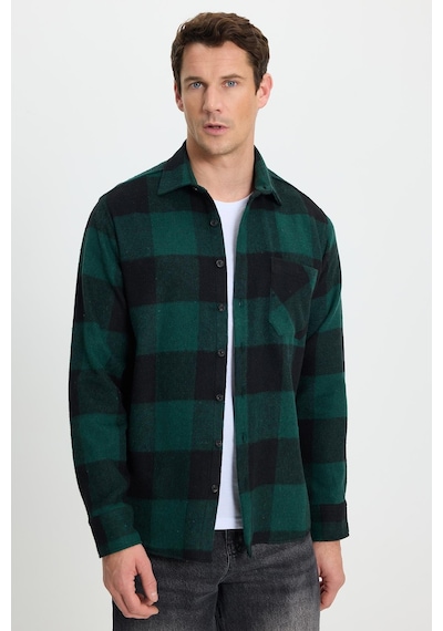 Tudors Erkek Regular Fit Klasik Fit Kareli Cepli Oduncu Gömlek-41749 Çok Renkli