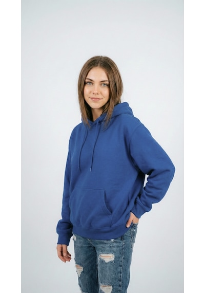 Hoxie Unisex Rahat Kesim Pamuklu Yumuşak Dokulu İçi Polarlı Basic Desenli Kapüşonlu Sweatshirt Koyu Mavi Hoxie Unisex Rahat Kesim Pamuklu Yumuşak Dokulu İçi Polarlı Basic Desenli Kapüşonlu Sweatshirt Koyu Mavi