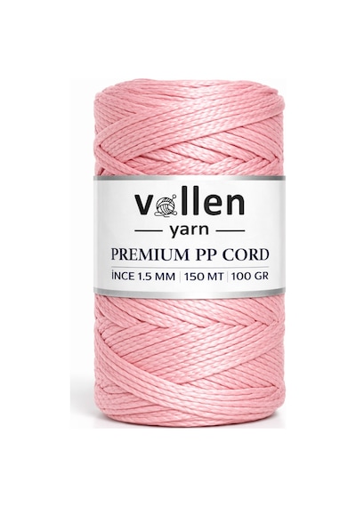1.5mm-150mt Polyester Makrome Ipi, Supla Ipi, Çanta Ipi, Bileklik Ip,i Makrame,pudra Pembe