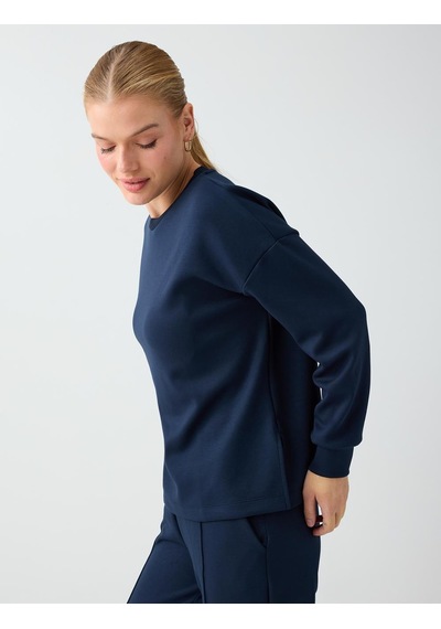 Jimmy Key Lacivert Rahat Kesim Bisiklet Yaka Modal Sweatshirt 6ww238605494