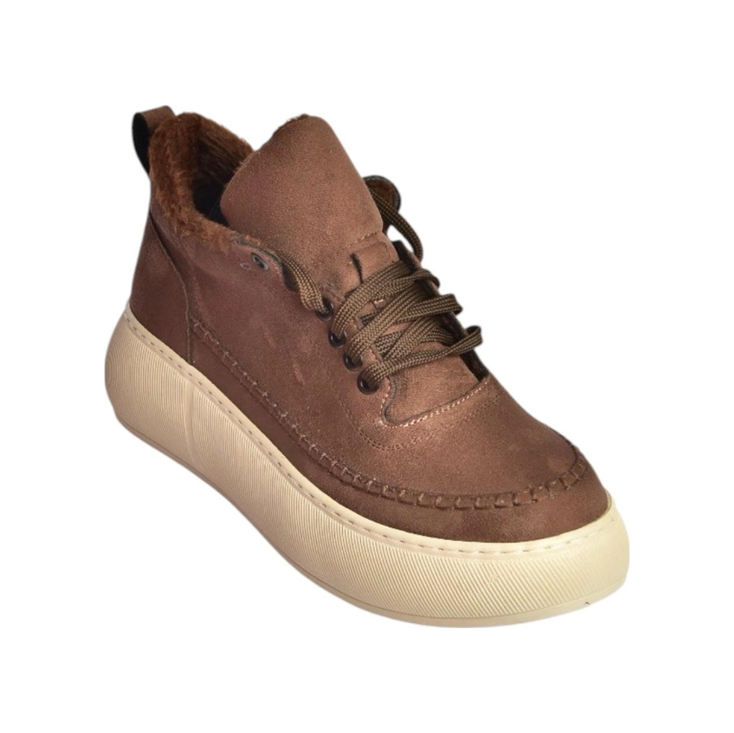 Fox Shoes T811845302 Kahverengi Süet Kalın Tabanlı Kadın Ayakkabı Kahverengi-süet