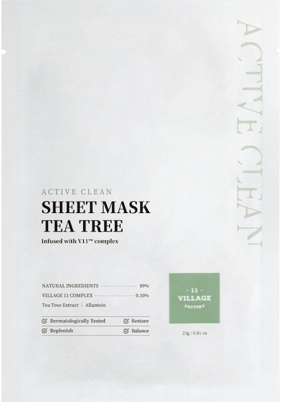 Village 11 Factory Active Clean Sheet Mask Tea Tree 23 gr – Çay Ağacı Maskesi