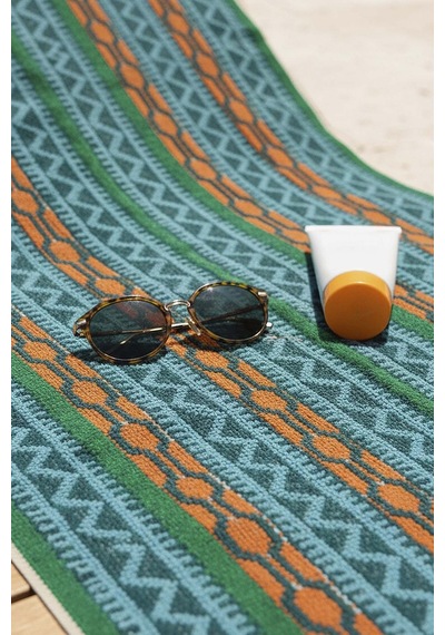 Turkuaz Sahara %100 Pamuklu Plaj Havlusu 70x140 Cm Çok Renkli